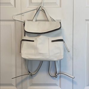 White faux leather backpack